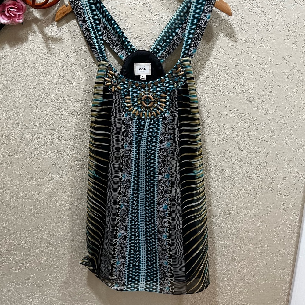 Eci New York Beaded summer tunic/mini EUC - Picture 8 of 8